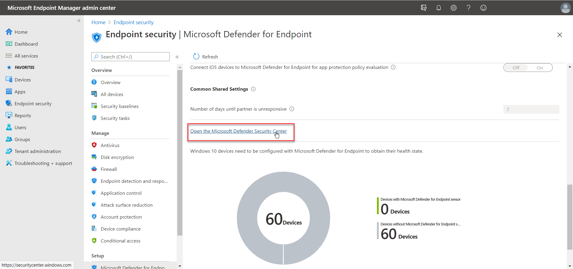 Endpoint Manager, Security Manager Dashboard