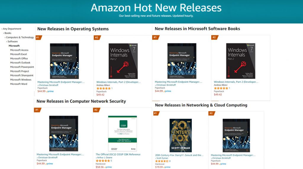 Our book is rewarded as #1 best hot new bestseller books on Amazon in 3 different categories (OS/Microsoft books/Networking). Just amazing.