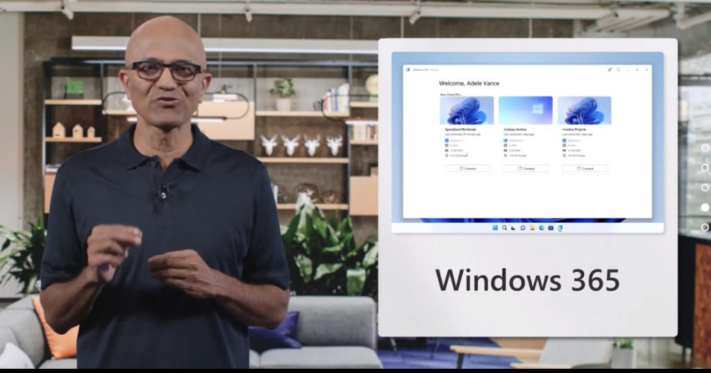 Satya Nadella announcing Windows 365 app – one of the features I’ve been the Product Manager for at Microsoft