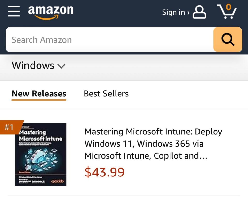 Our Mastering Intune book declared 1 in new releases in more than 4 Amazon Book Store categories!
